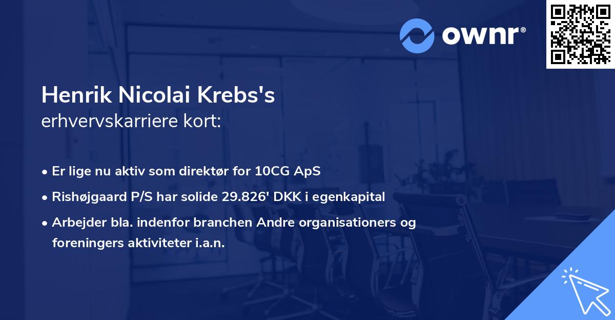 Henrik Nicolai Krebs's erhvervskarriere kort