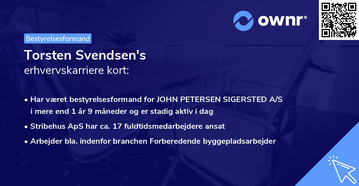 Torsten Svendsen's erhvervskarriere kort