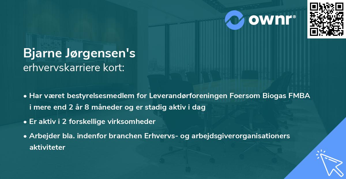 Bjarne Jørgensen's erhvervskarriere kort
