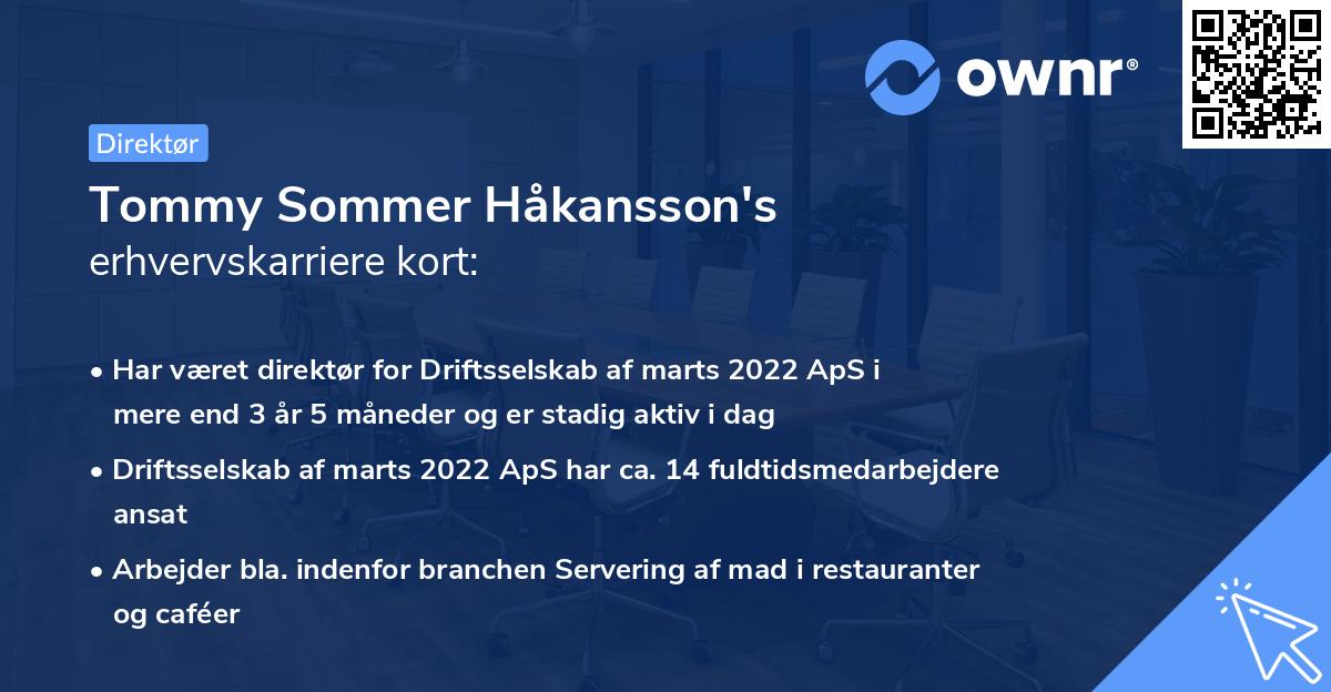 Tommy Sommer Håkansson's erhvervskarriere kort