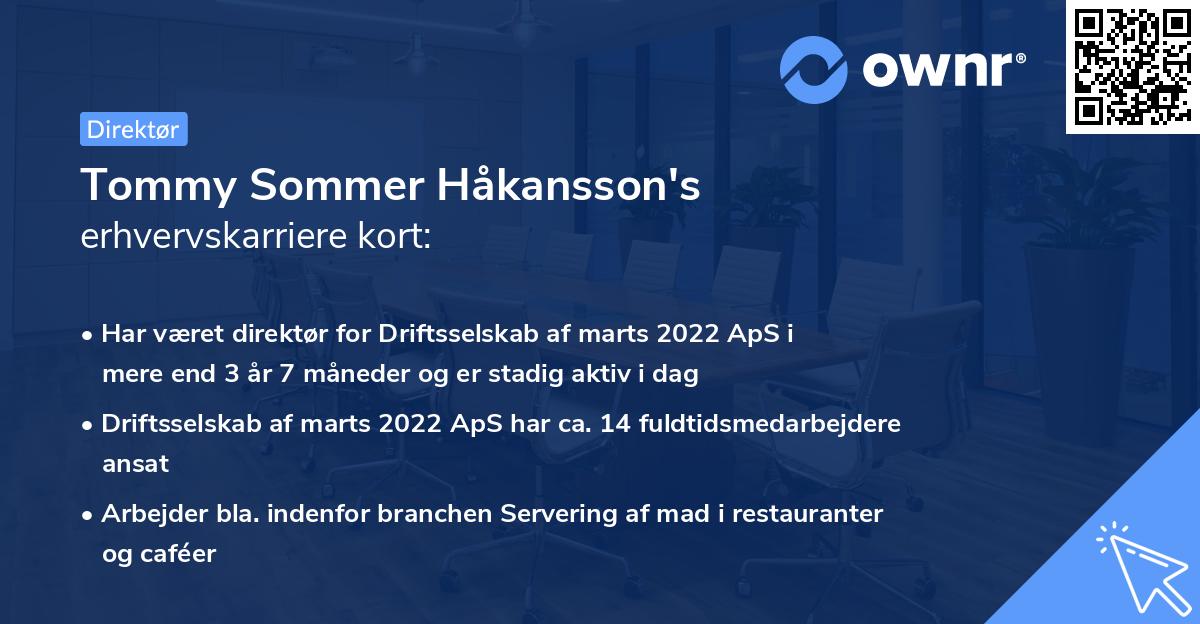 Tommy Sommer Håkansson's erhvervskarriere kort