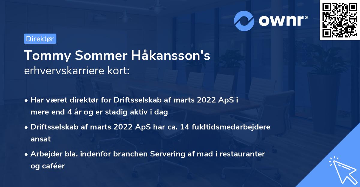 Tommy Sommer Håkansson's erhvervskarriere kort