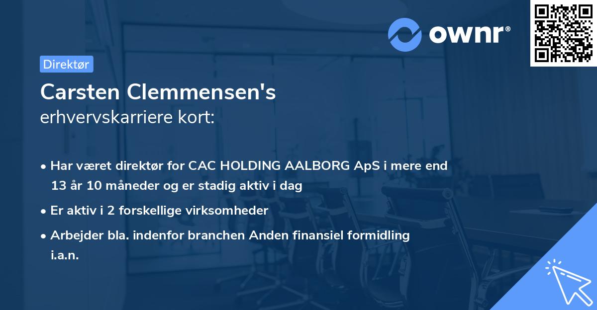 Carsten Clemmensen's erhvervskarriere kort