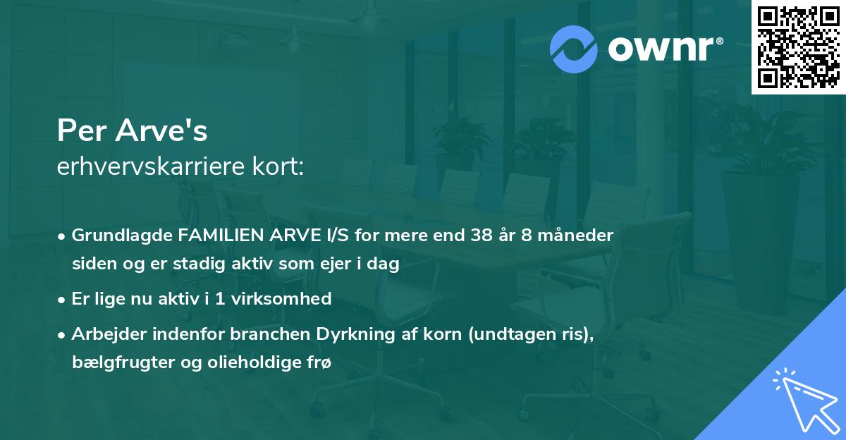 Per Arve's erhvervskarriere kort