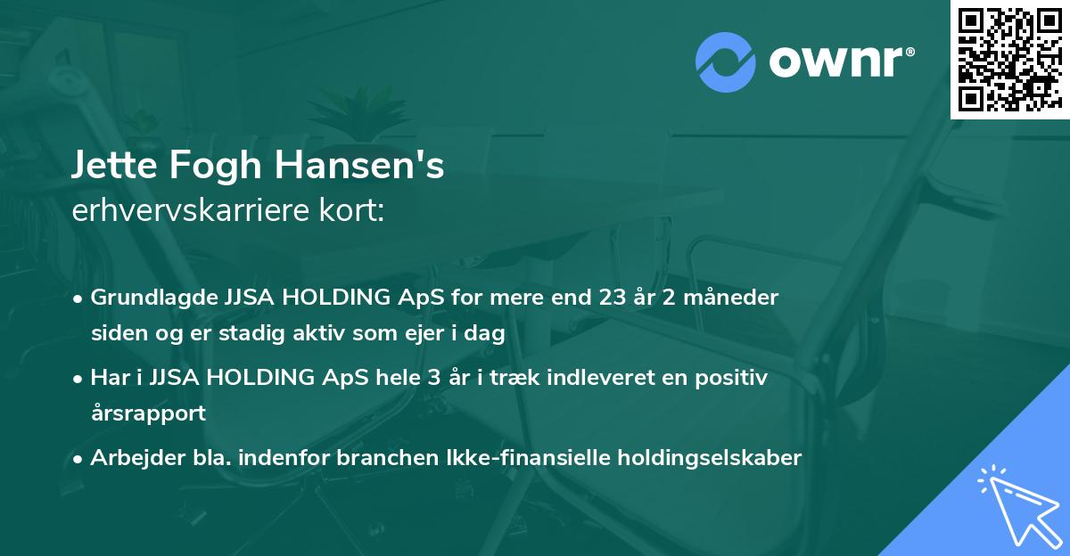 Jette Fogh Hansen's erhvervskarriere kort