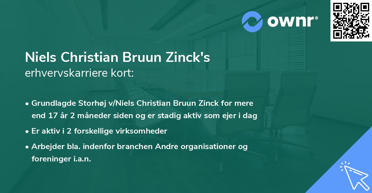 Niels Christian Bruun Zinck's erhvervskarriere kort