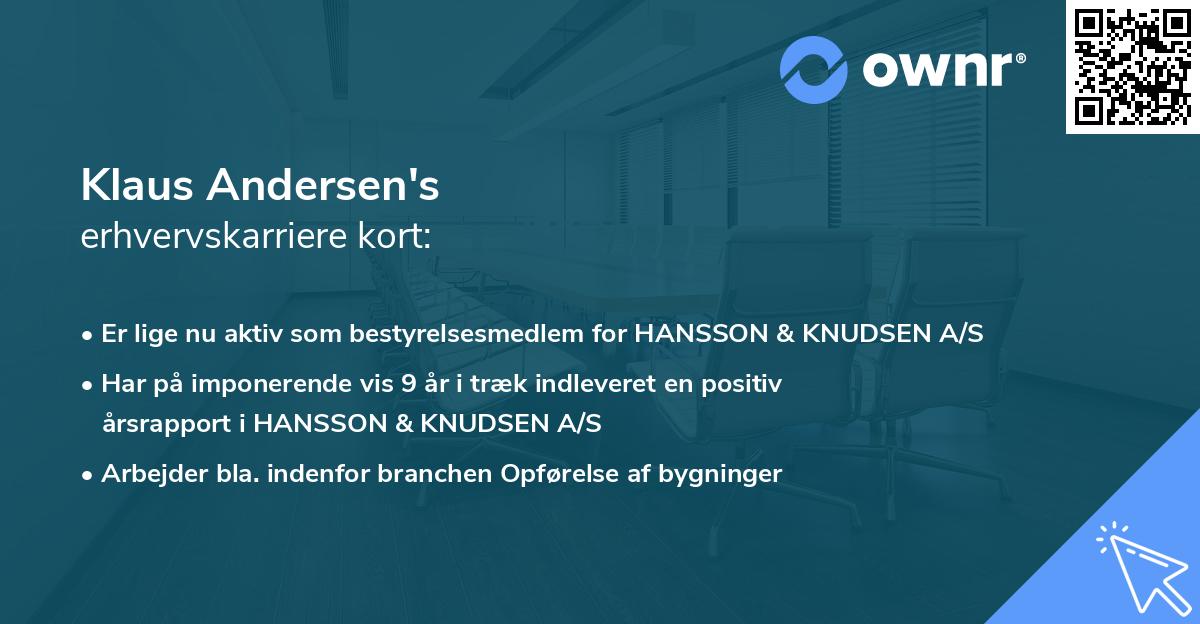 Klaus Andersen's erhvervskarriere kort