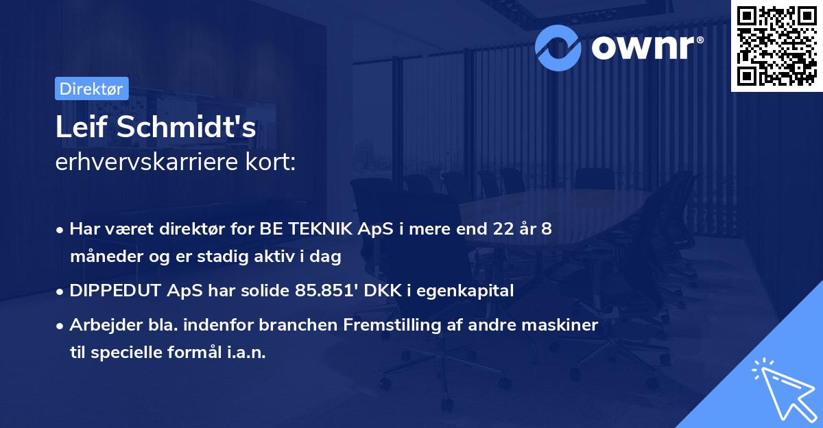 Leif Schmidt's erhvervskarriere kort