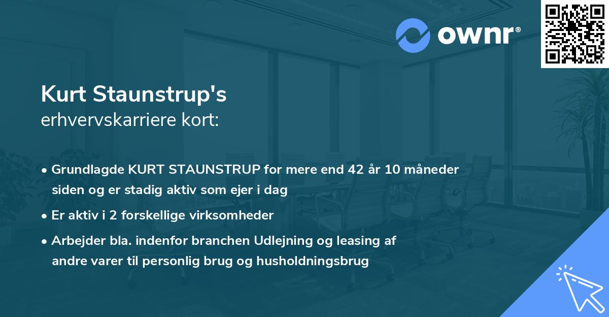 Kurt Staunstrup's erhvervskarriere kort