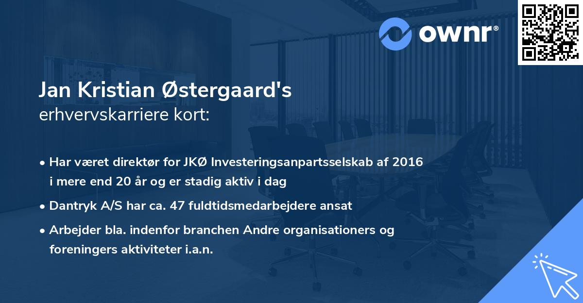 Jan Kristian Østergaard's erhvervskarriere kort