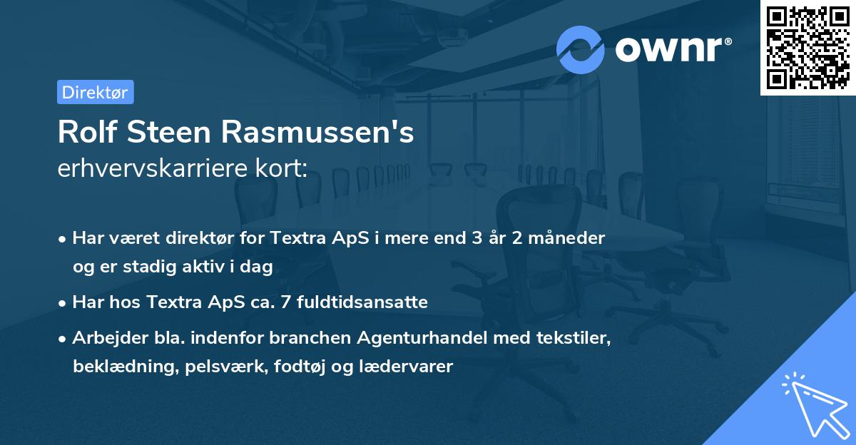 Rolf Steen Rasmussen's erhvervskarriere kort