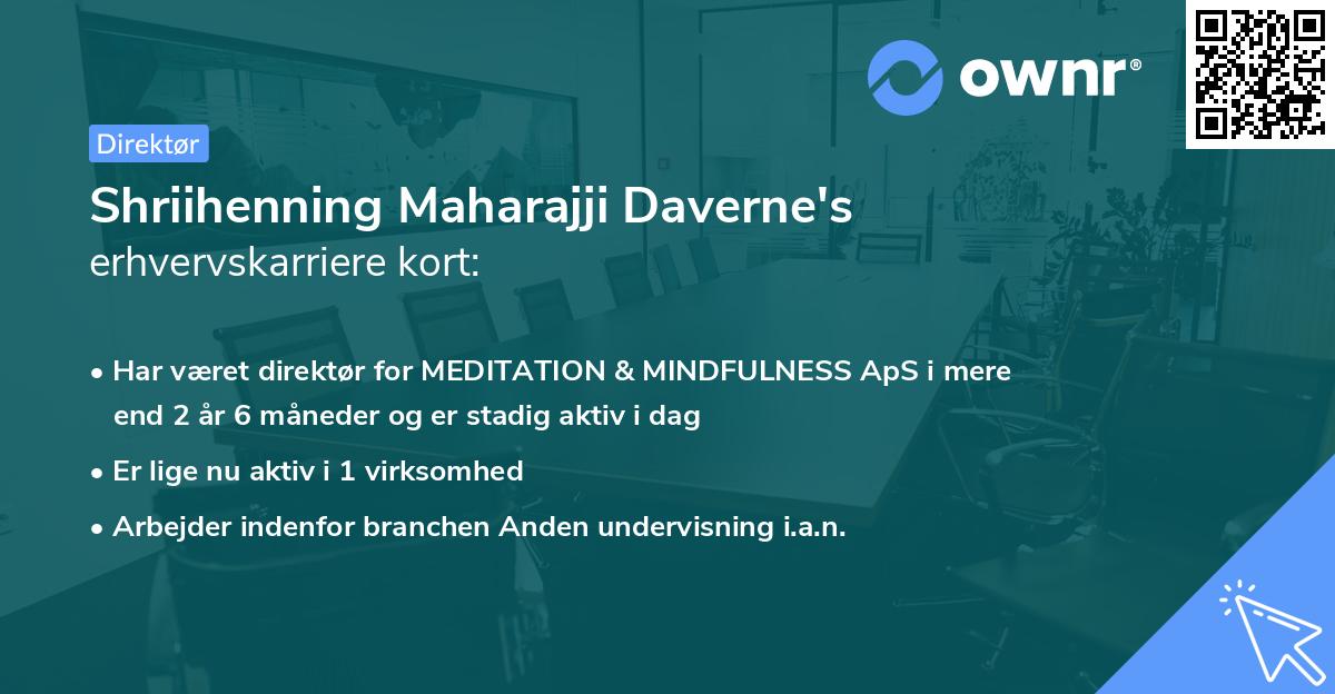 Shriihenning Maharajji Daverne's erhvervskarriere kort