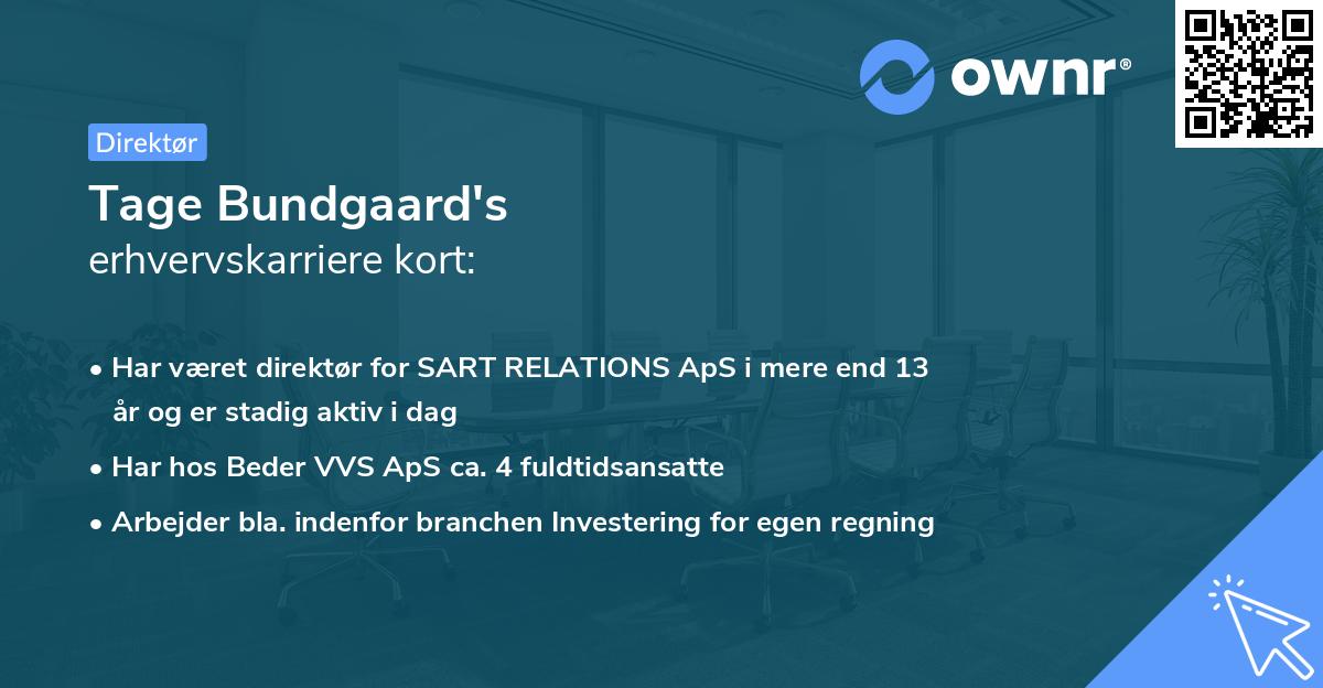 Tage Bundgaard's erhvervskarriere kort