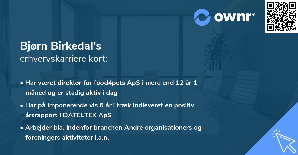 Bjørn Birkedal's erhvervskarriere kort