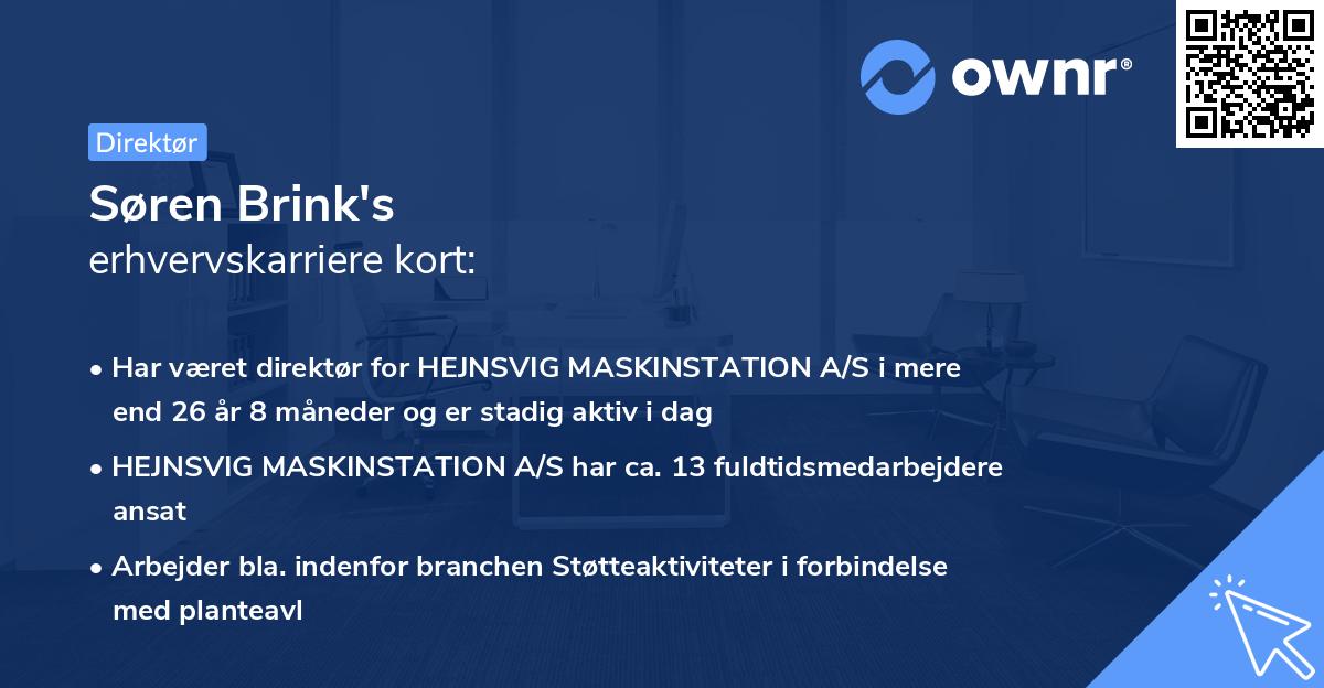 Søren Brink's erhvervskarriere kort