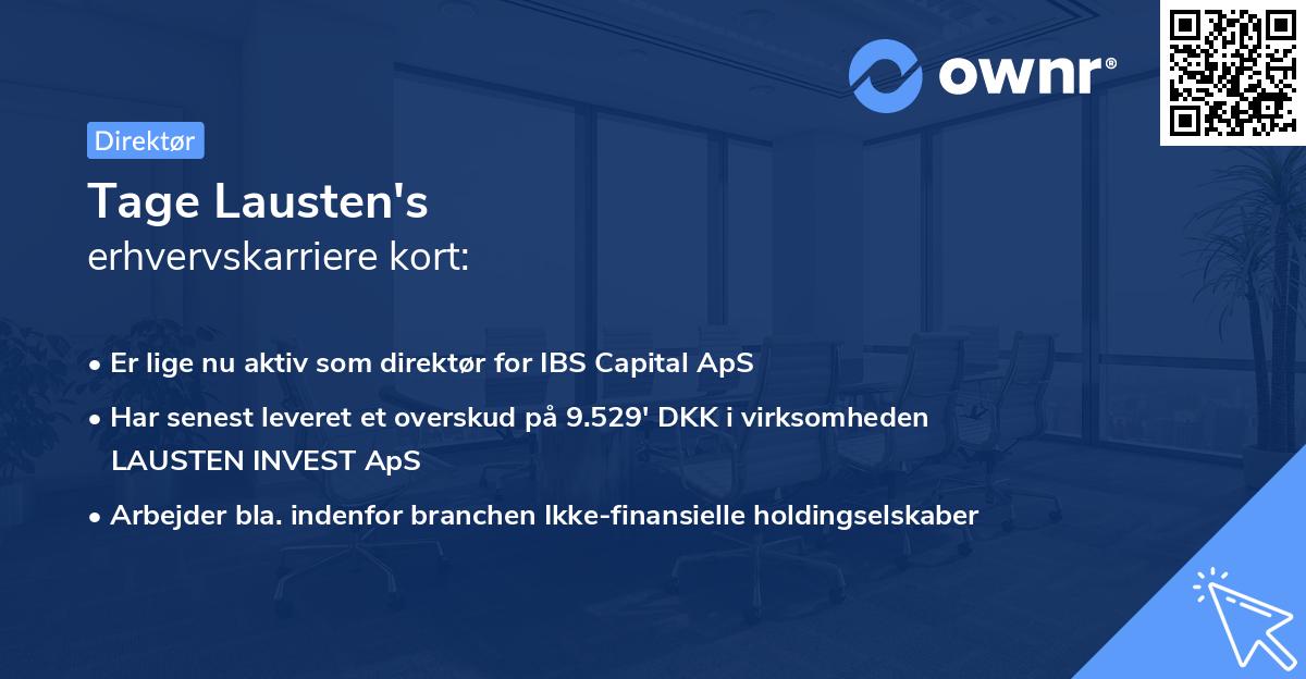 Tage Lausten's erhvervskarriere kort