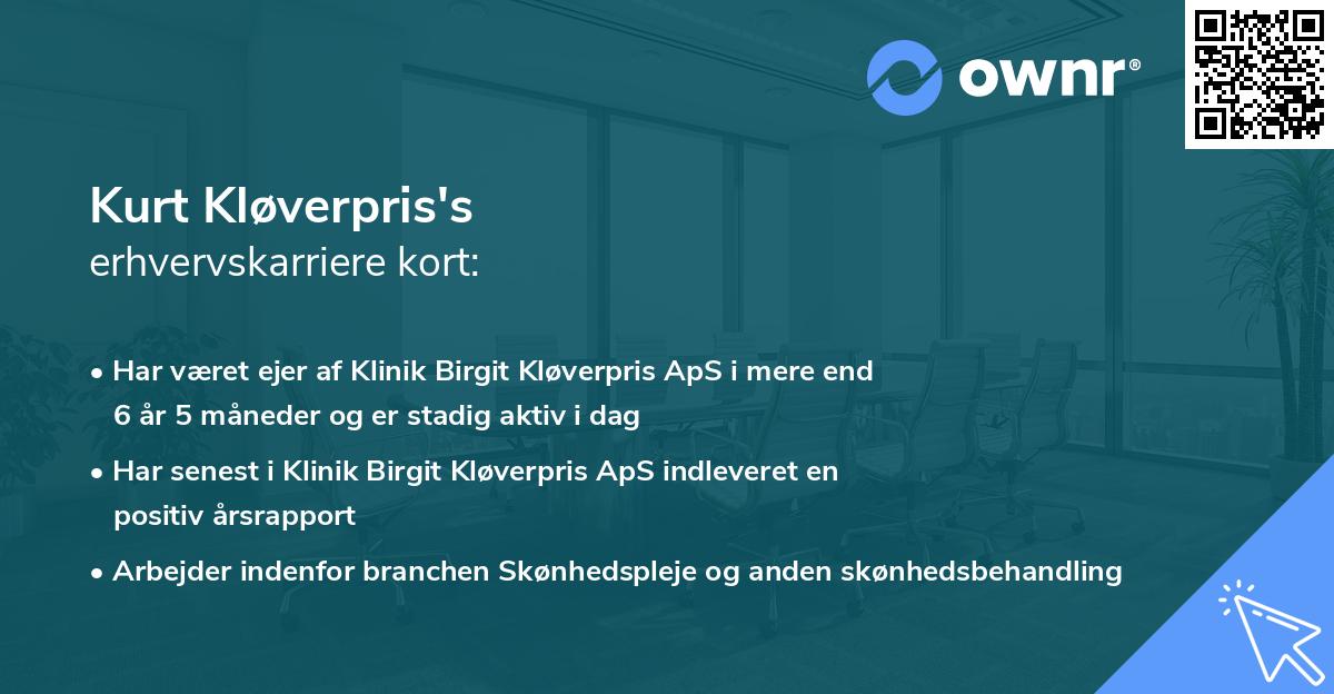 Kurt Kløverpris's erhvervskarriere kort