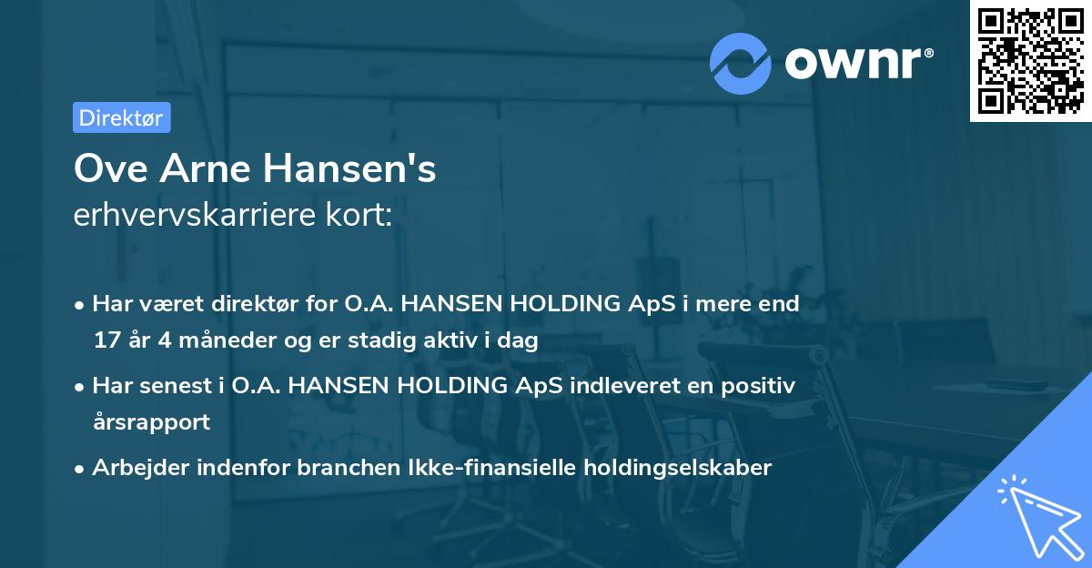 Ove Arne Hansen's erhvervskarriere kort