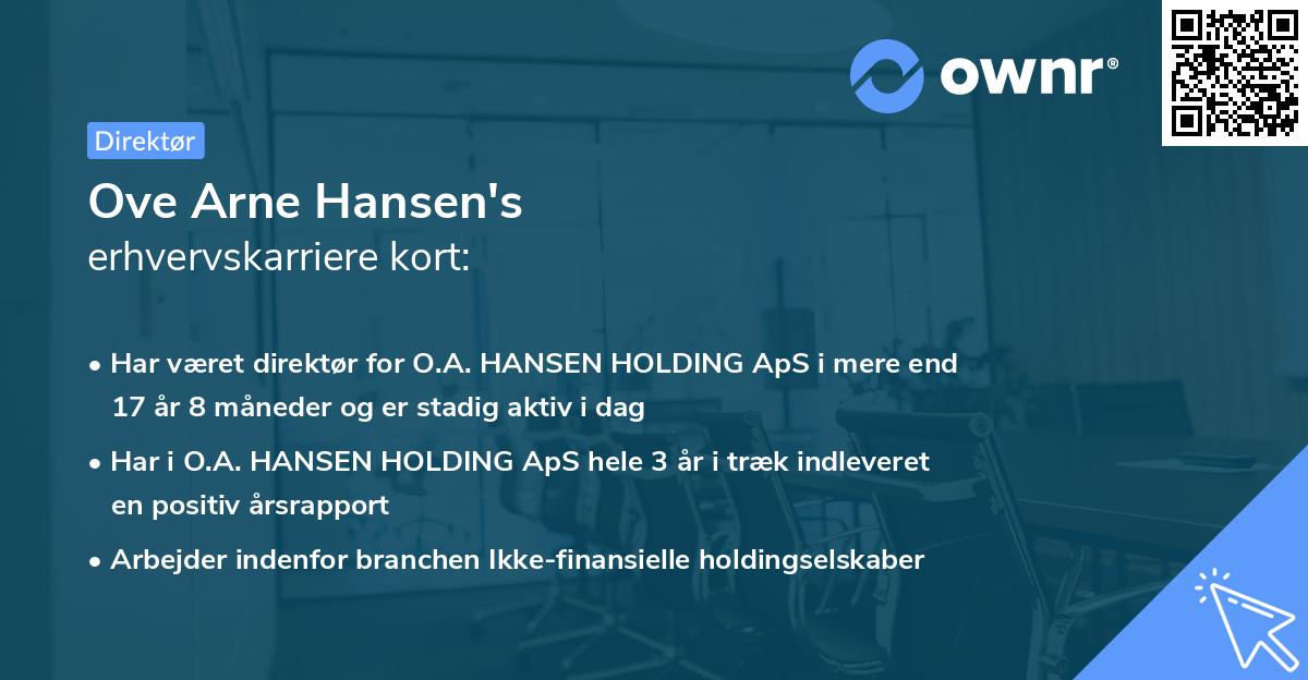 Ove Arne Hansen's erhvervskarriere kort