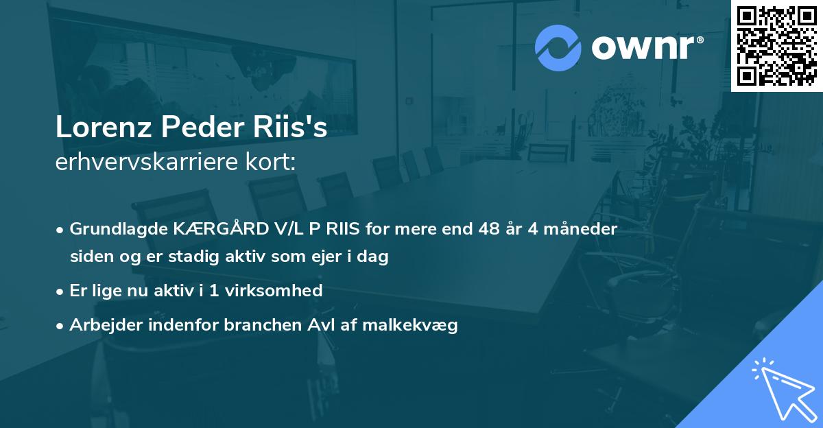 Lorenz Peder Riis's erhvervskarriere kort