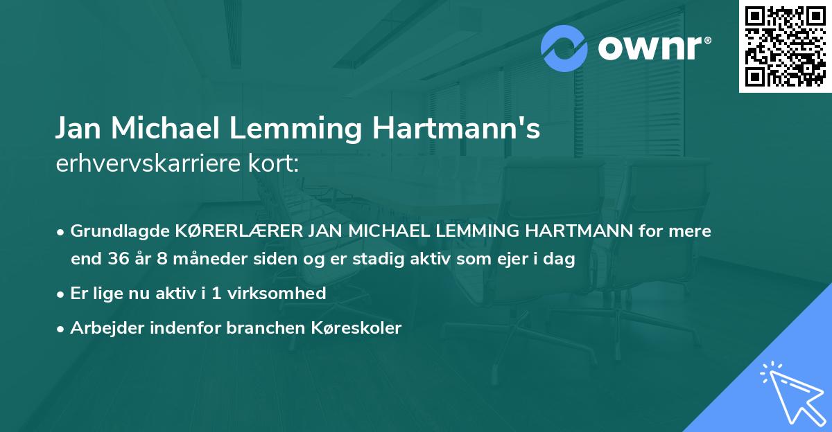 Jan Michael Lemming Hartmann's erhvervskarriere kort