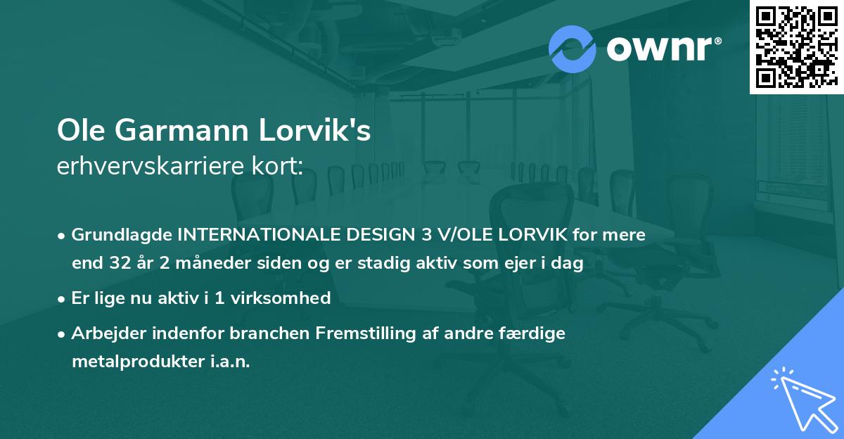 Ole Garmann Lorvik's erhvervskarriere kort