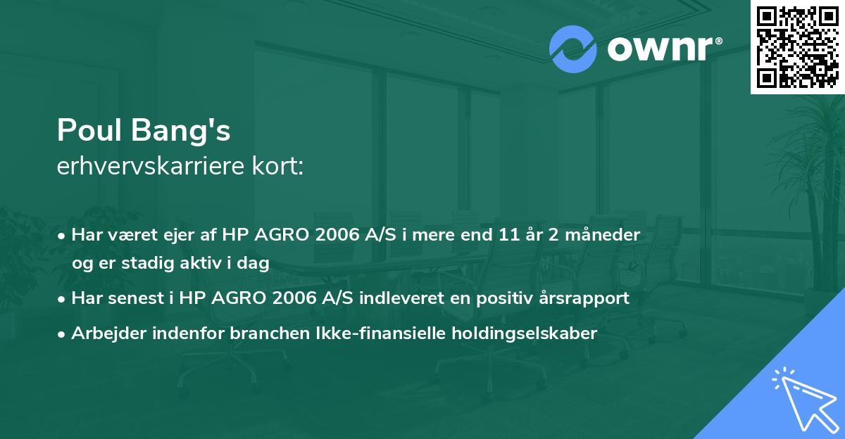 Poul Bang's erhvervskarriere kort