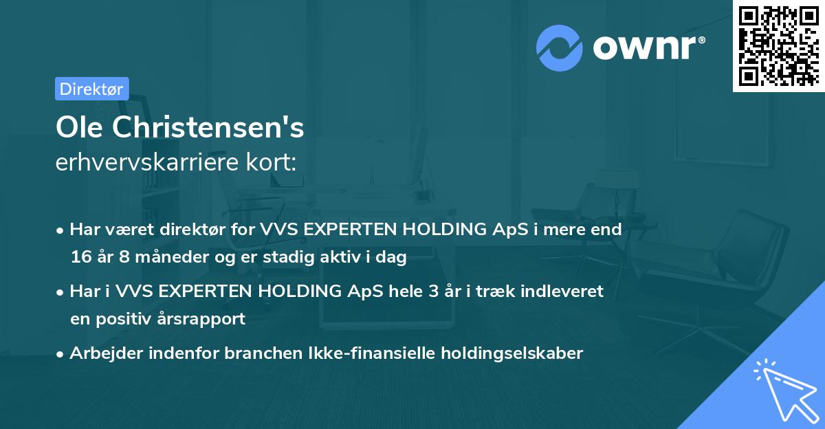 Ole Christensen's erhvervskarriere kort