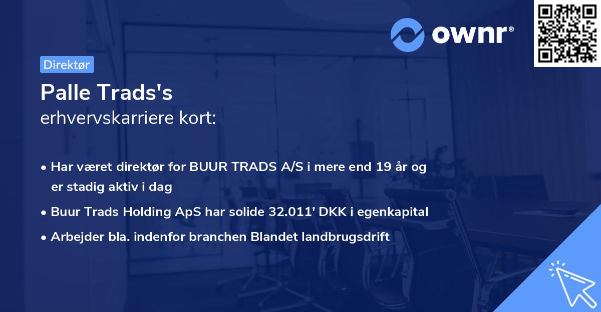 Palle Trads's erhvervskarriere kort