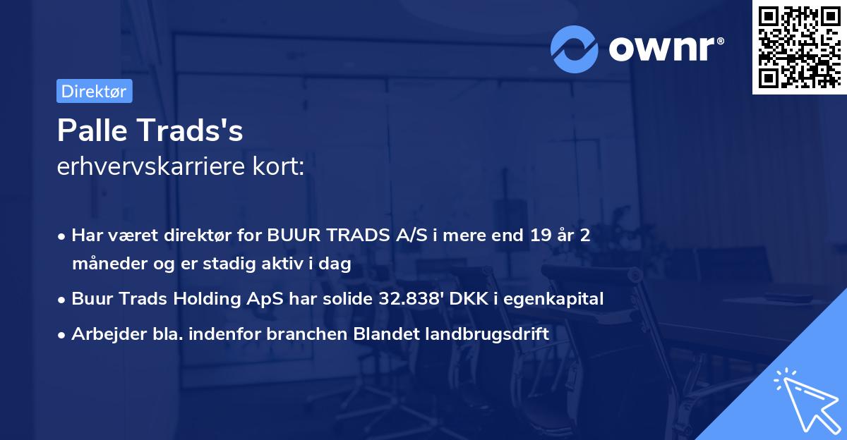 Palle Trads's erhvervskarriere kort
