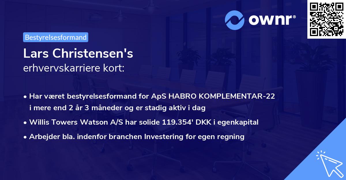 Lars Christensen's erhvervskarriere kort