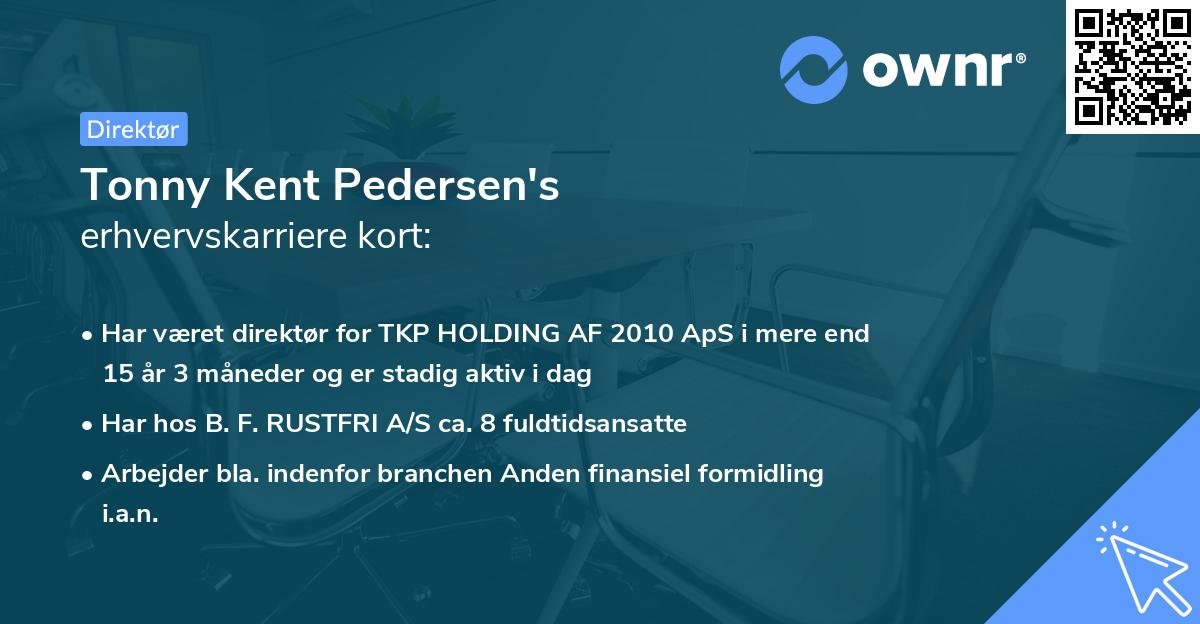 Tonny Kent Pedersen's erhvervskarriere kort