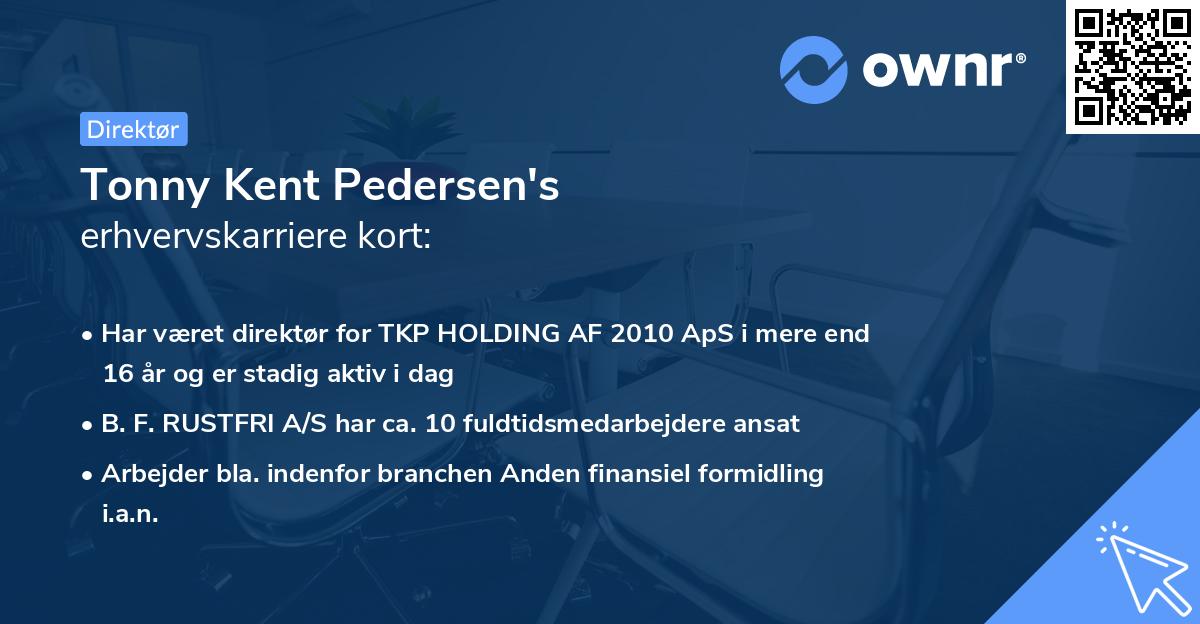 Tonny Kent Pedersen's erhvervskarriere kort