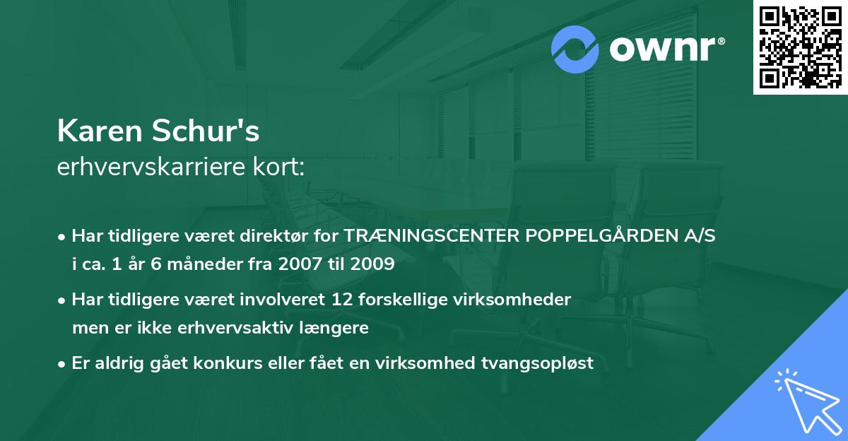 Karen Schur's erhvervskarriere kort