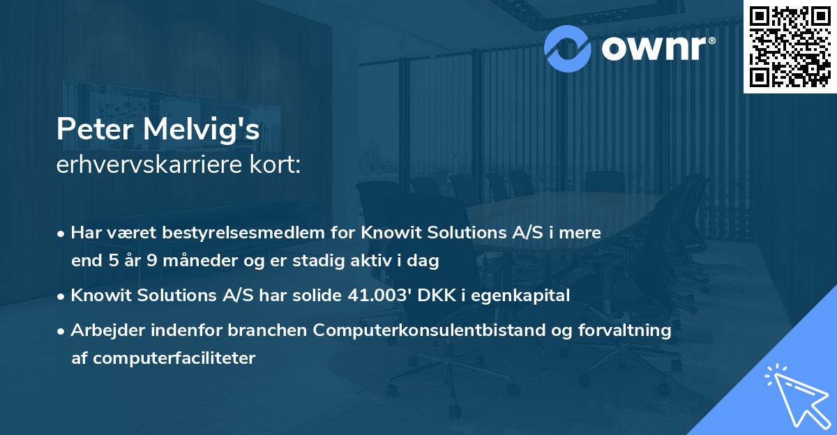 Peter Melvig's erhvervskarriere kort