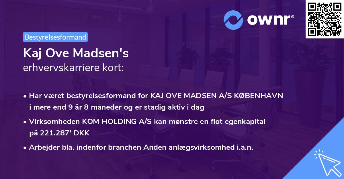 Kaj Ove Madsen's erhvervskarriere kort