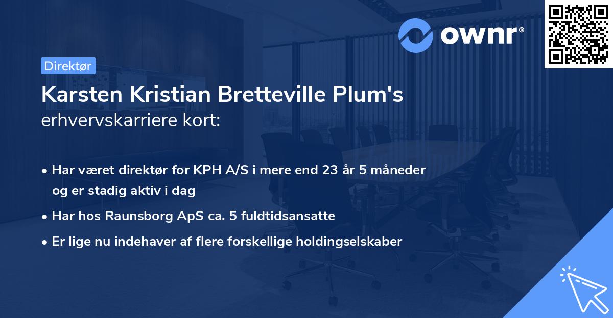 Karsten Kristian Bretteville Plum's erhvervskarriere kort