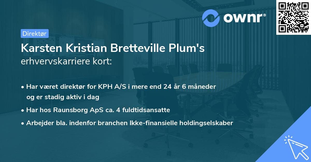 Karsten Kristian Bretteville Plum's erhvervskarriere kort