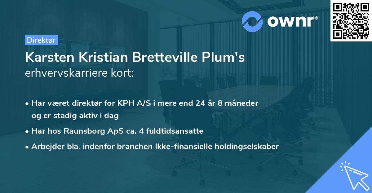 Karsten Kristian Bretteville Plum's erhvervskarriere kort