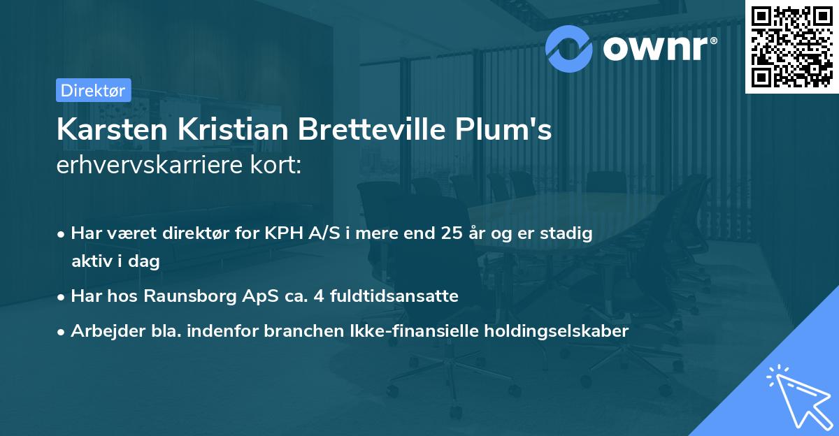 Karsten Kristian Bretteville Plum's erhvervskarriere kort