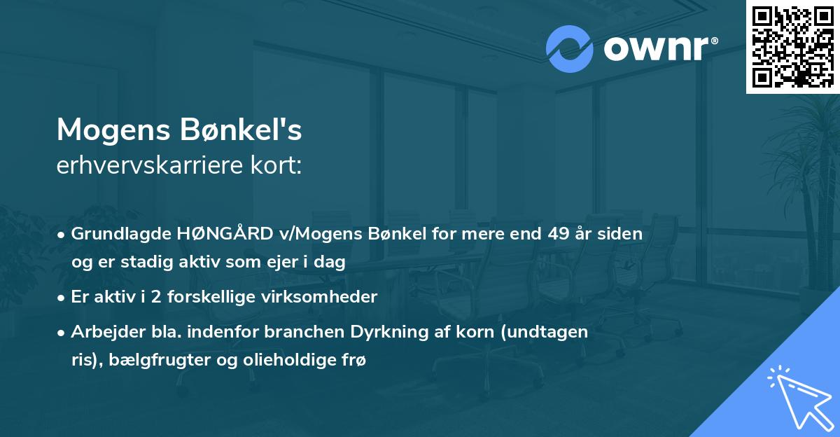 Mogens Bønkel's erhvervskarriere kort