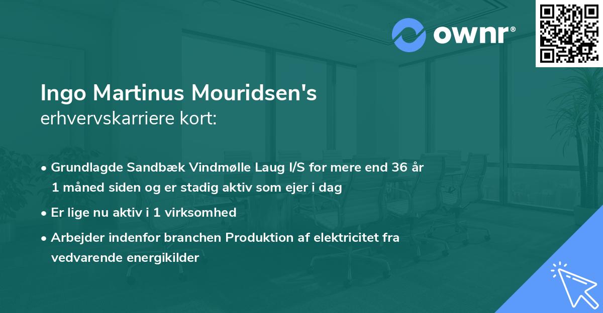 Ingo Martinus Mouridsen's erhvervskarriere kort