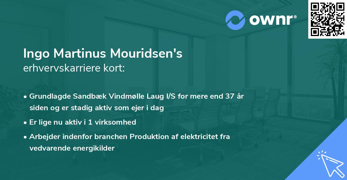 Ingo Martinus Mouridsen's erhvervskarriere kort