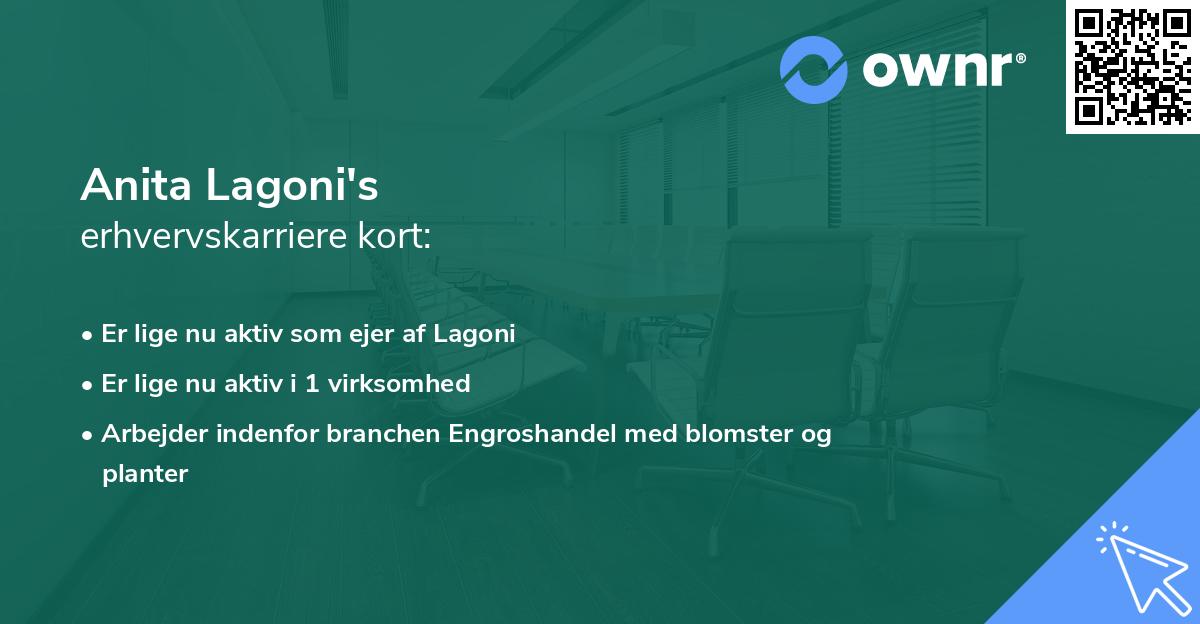 Anita Lagoni's erhvervskarriere kort