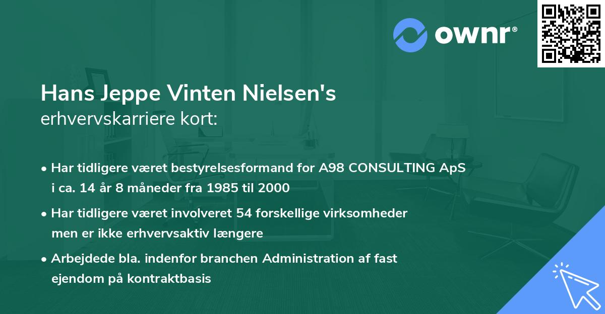 Hans Jeppe Vinten Nielsen's erhvervskarriere kort