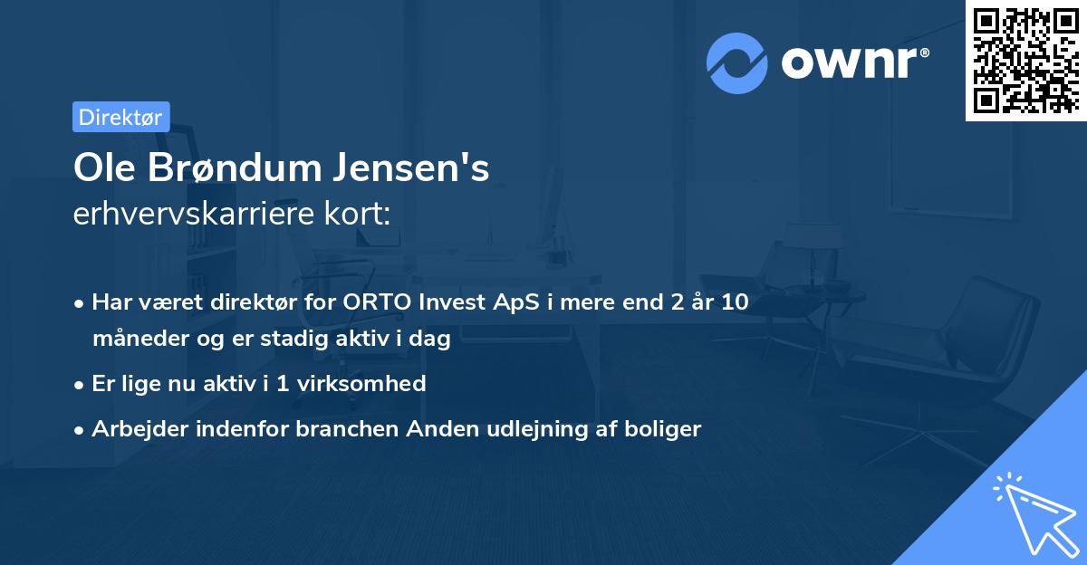 Ole Brøndum Jensen's erhvervskarriere kort