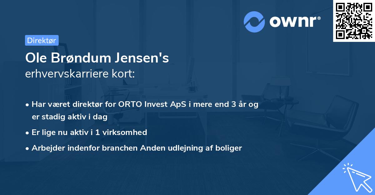 Ole Brøndum Jensen's erhvervskarriere kort