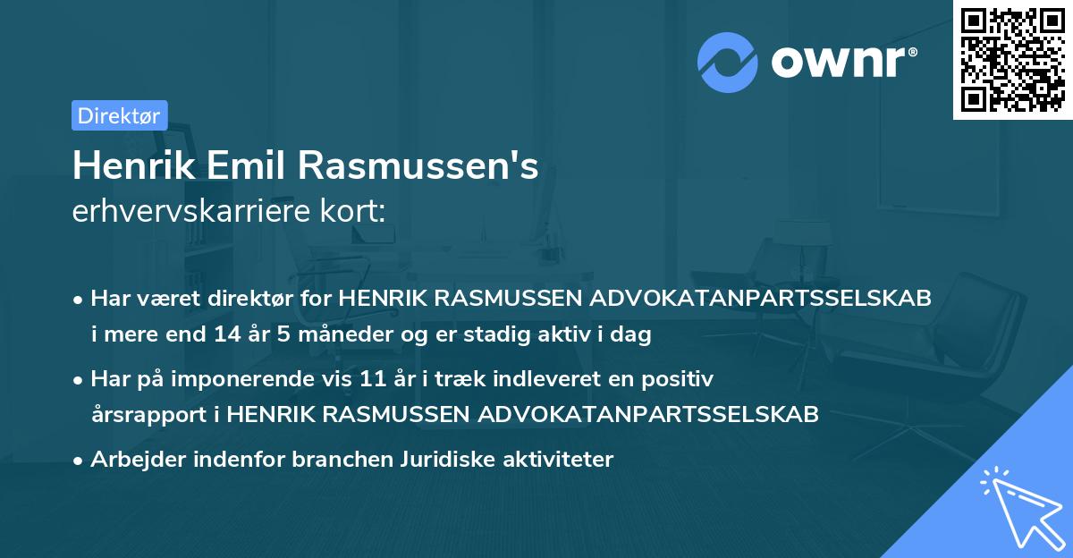 Henrik Emil Rasmussen's erhvervskarriere kort