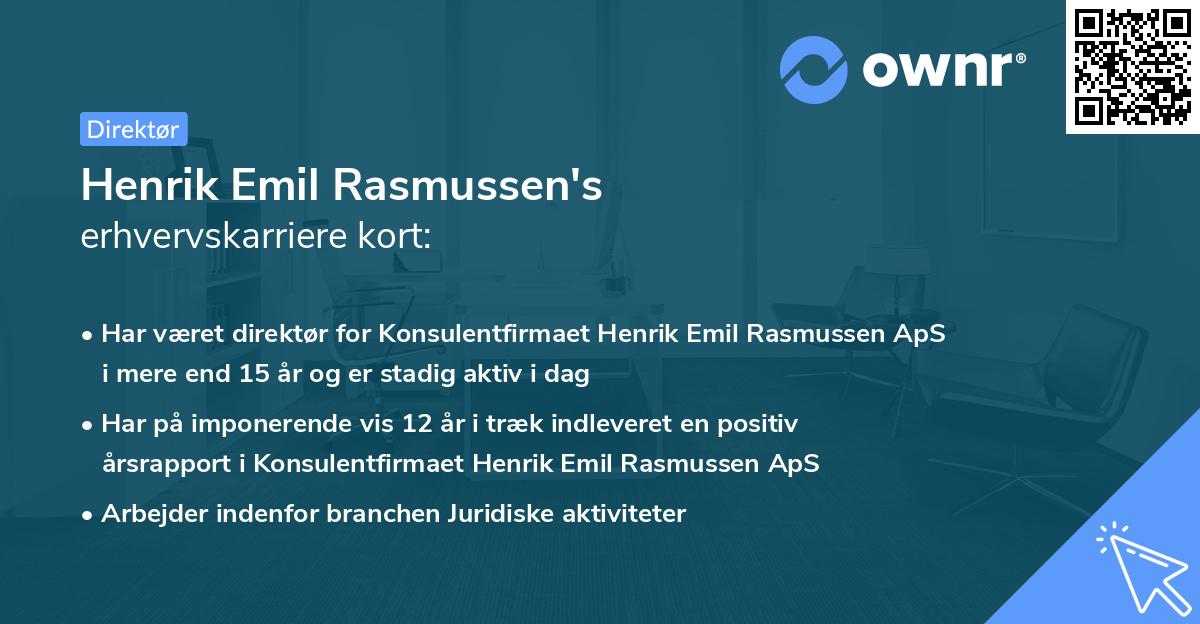 Henrik Emil Rasmussen's erhvervskarriere kort