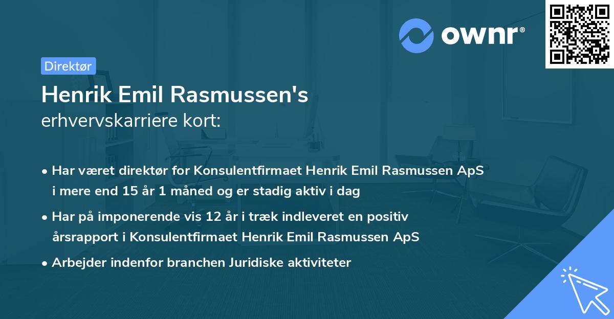 Henrik Emil Rasmussen's erhvervskarriere kort